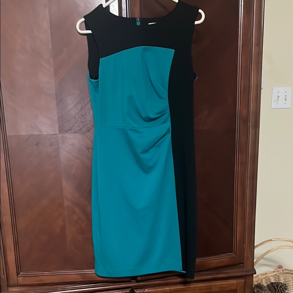 Calvin Klein Blue-Green Ruched Sheath Midi Dress for Cocktail 6